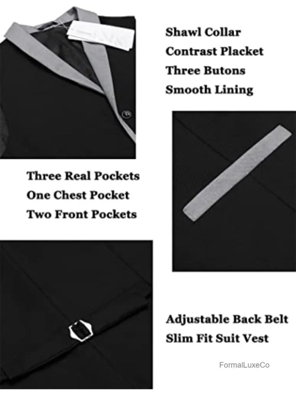 Men's Slim Fit Suit Vest, Shawl Collar Formal Business Dress Waistcoat, Wedding
